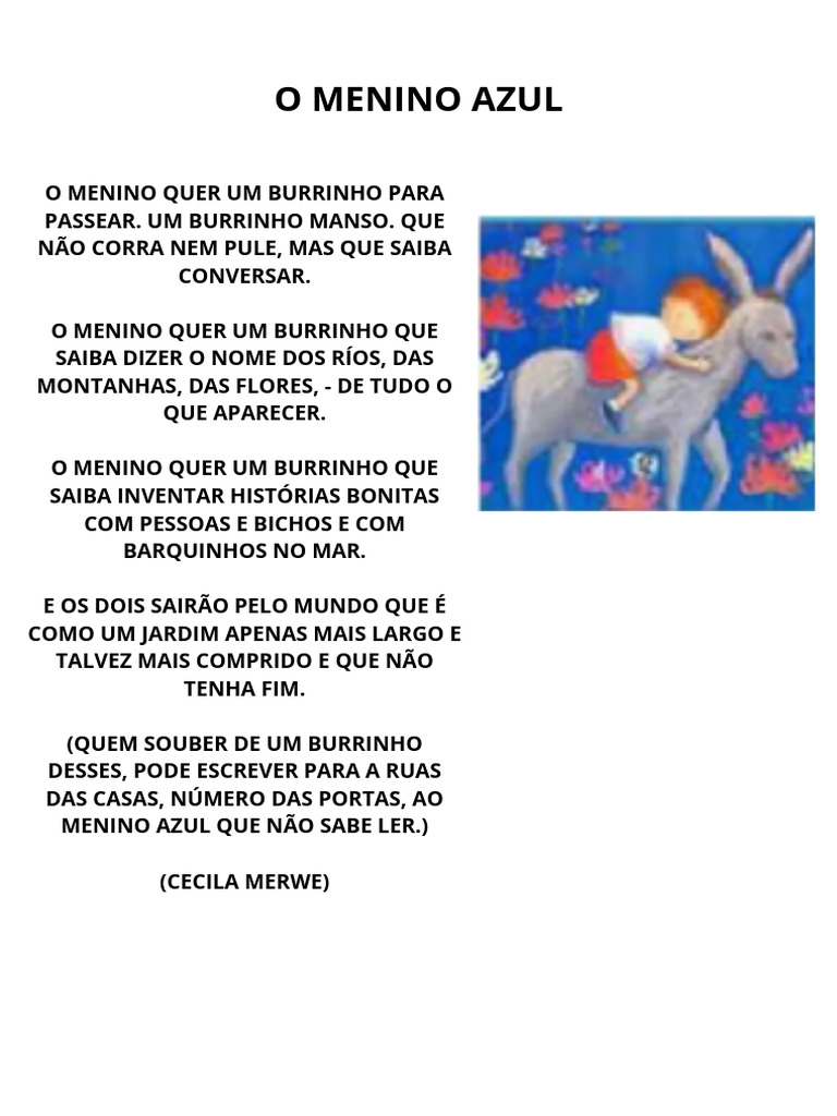 O Menino Azul e Seu Burrinho Ideal | PDF