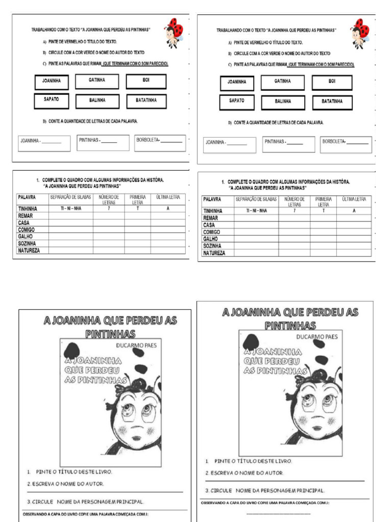 Atividades Plano Joaninha Que Perdeu As Pintinhas | PDF