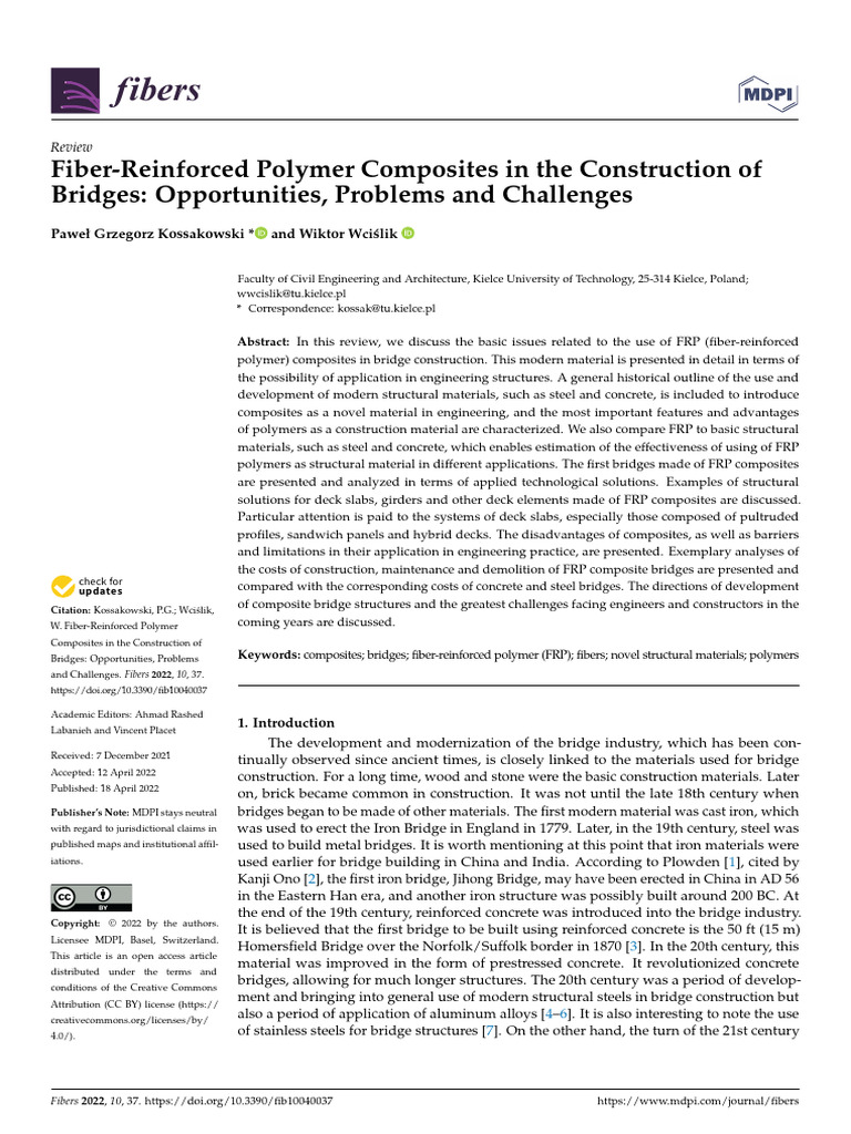 Fiber-Reinforced Polymers in Bridge Construction | PDF | Composite ...