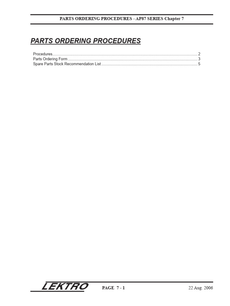 AP87 Series Parts Ordering Guide | PDF | Cargo | Transport