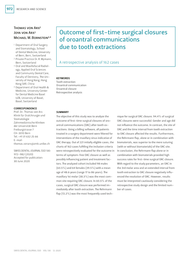Surgical Closure of Oroantral Communications | PDF | Medical Specialties