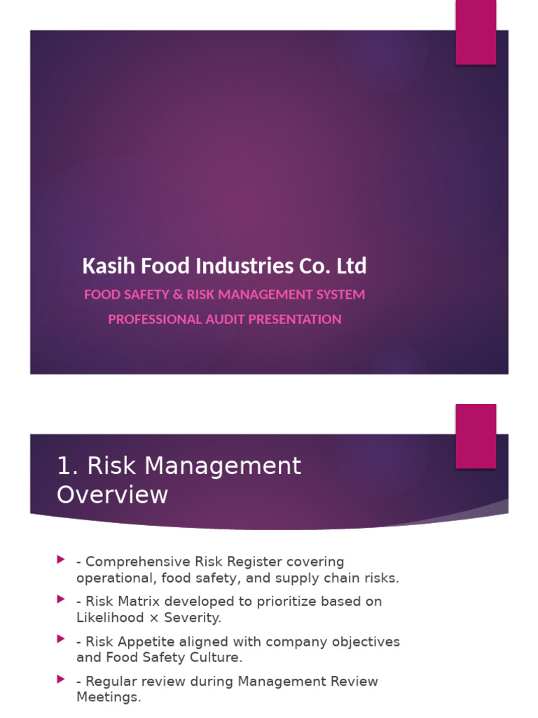 Food Safety Risk Management Audit Report | PDF