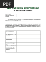 AI Declaration Form Template for Students | PDF