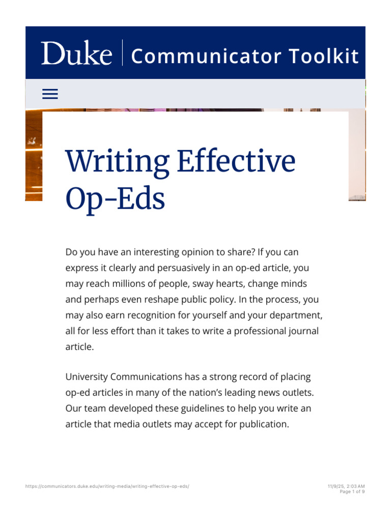Guidelines for Writing Op-Eds | PDF | News
