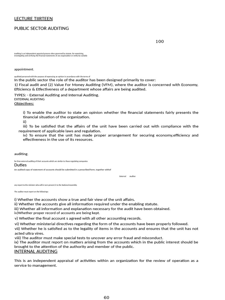 lecture note | PDF | Audit | Internal Control