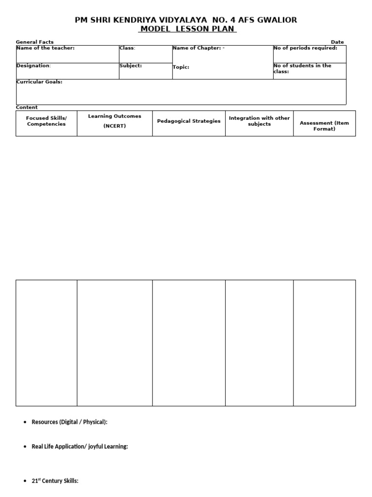 Model Lesson Plan New Format | PDF