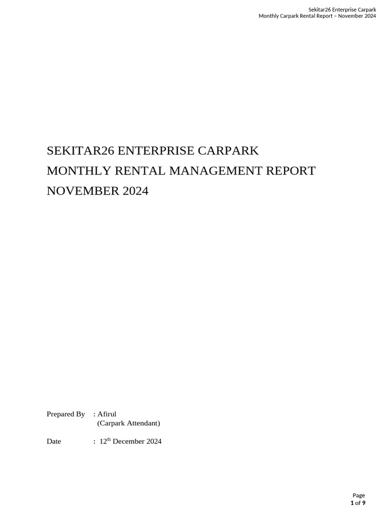 Sekitar26 Carpark Rental Report Nov 2024 | PDF | Land Transport | Transport