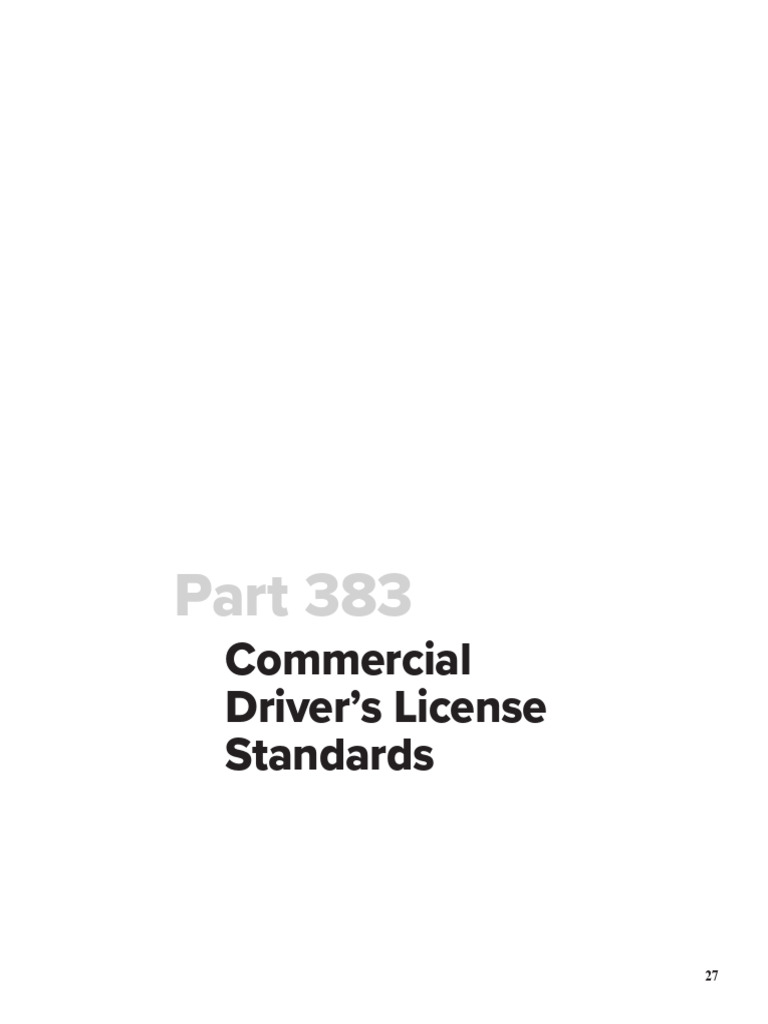 Part 383 CDL Standards | PDF | Vehicles | Transport