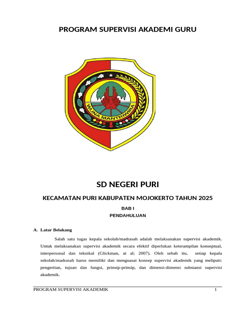 Program Supervisi Akademik SD Puri 2025 | PDF
