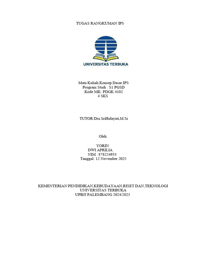 Tugas Rangkuman Ips Modul 10,11 & 12 Yorin Dwi Aprilia | PDF