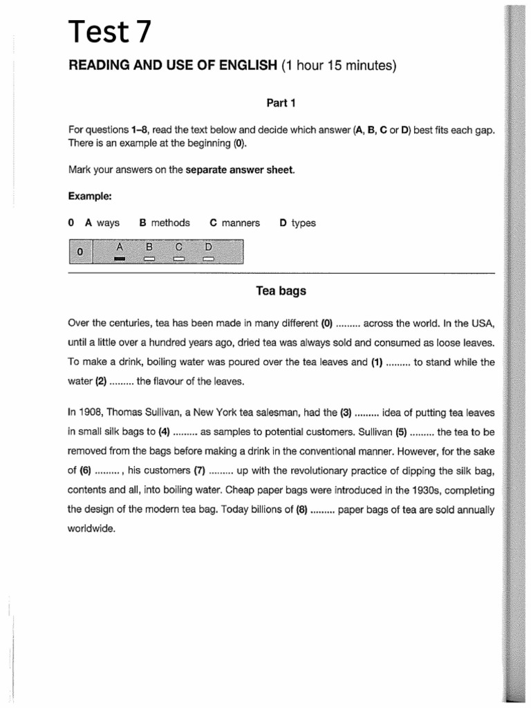Test+7+ +Reading+and+UoE PDF | PDF