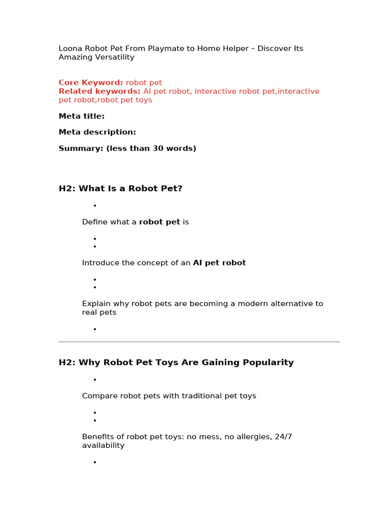 Versatile Robot Pet: Loona's Features | PDF | Robot | Robotics