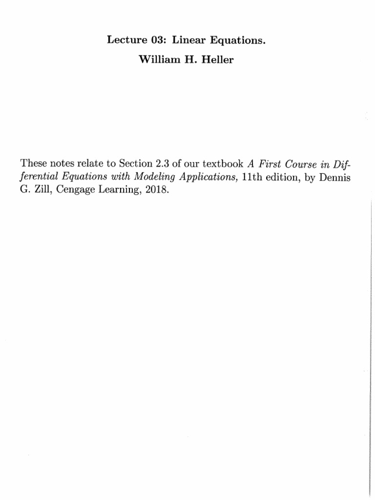 Lecture 3 Linear Equations | PDF