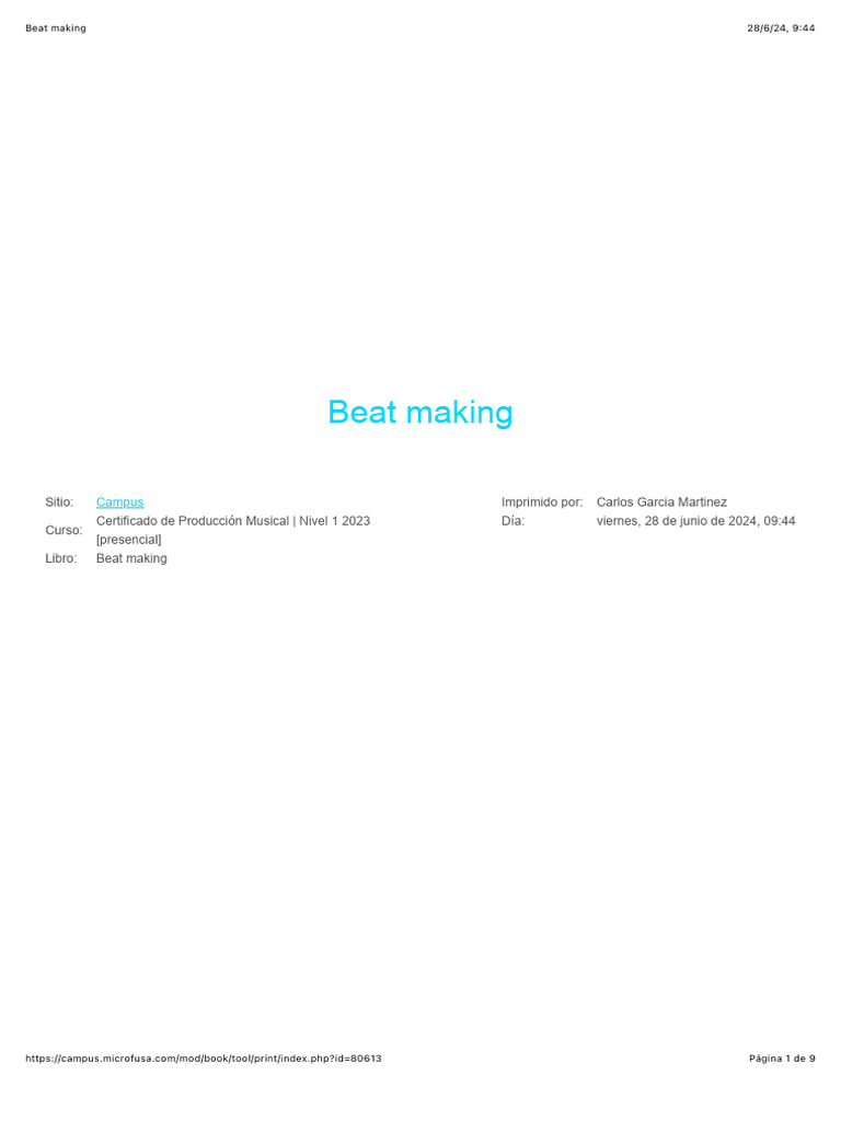 Técnicas de Beat Making en Producción Musical | PDF | Ritmo | Música ...