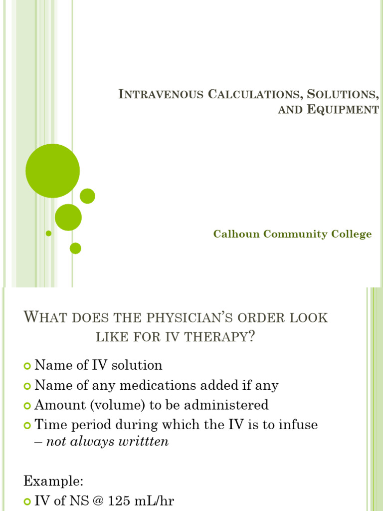 IV Therapy Calculations Guide | PDF | Intravenous Therapy | Clinical ...