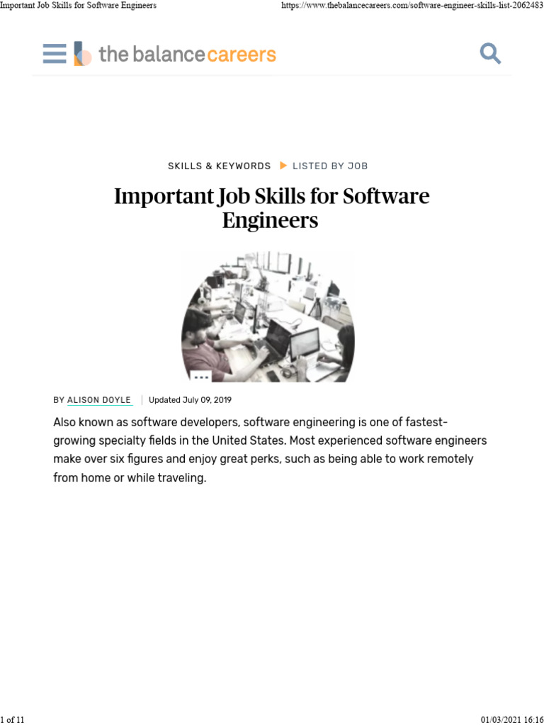 Essential Skills for Software Engineers | PDF | Résumé | Skill