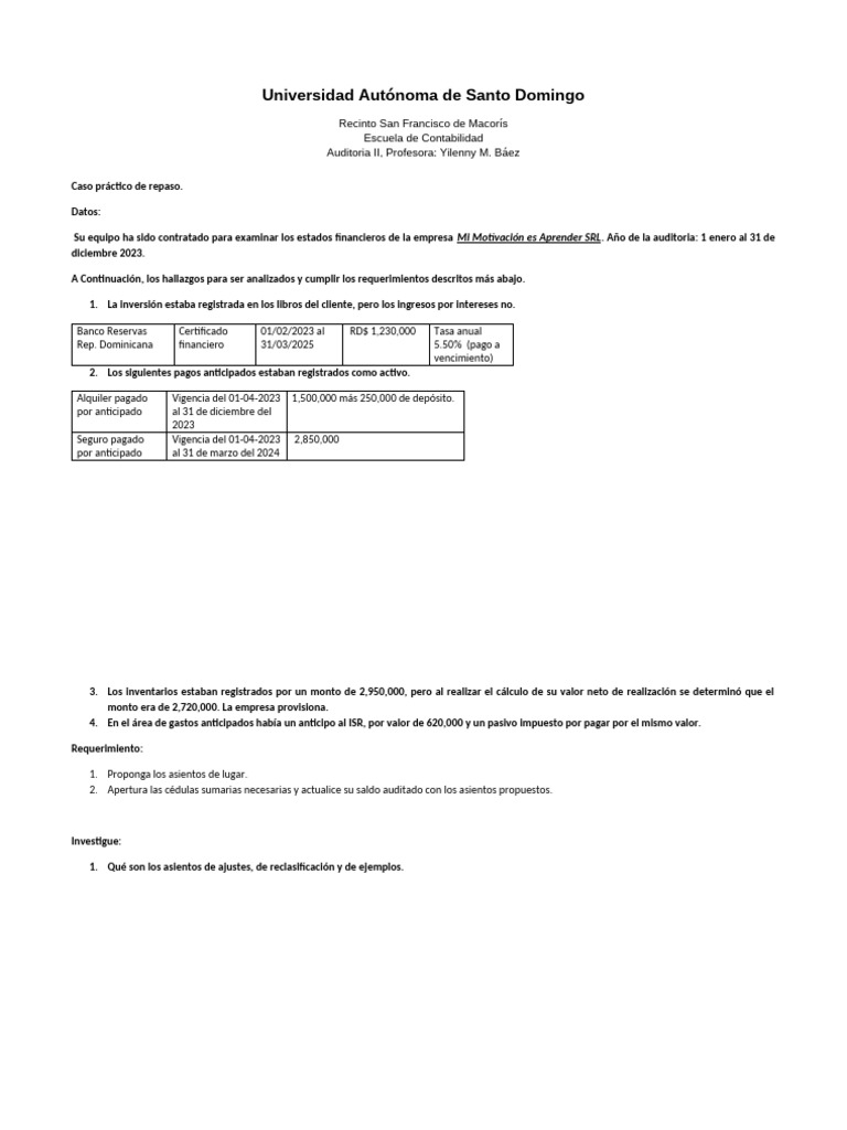 Práctica de Repaso Primer Parcial. | PDF | Negocios económicos | Dinero