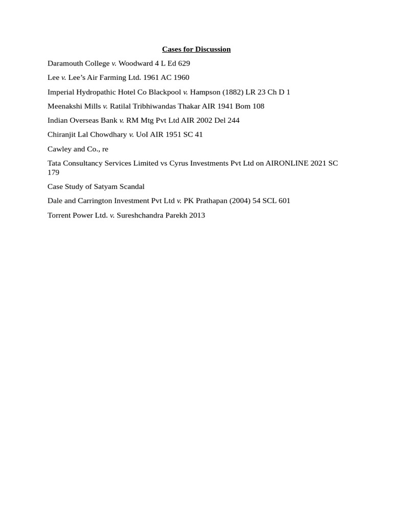 Key Legal Cases for Discussion | PDF