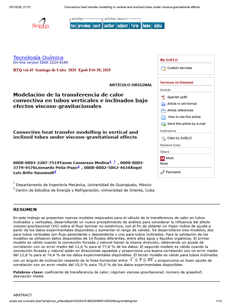 Convective Heat Transfer Modelling in Vertical and Inclined Tubes Under ...