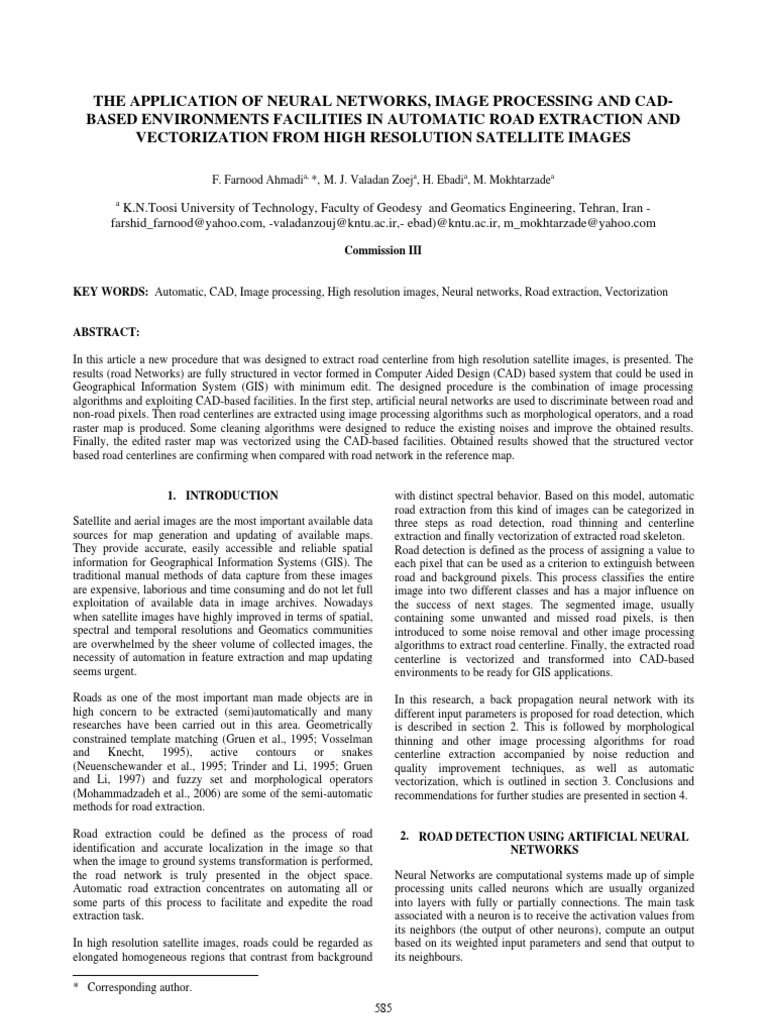 Automatic Road Extraction Using Neural Networks | PDF | Geographic ...
