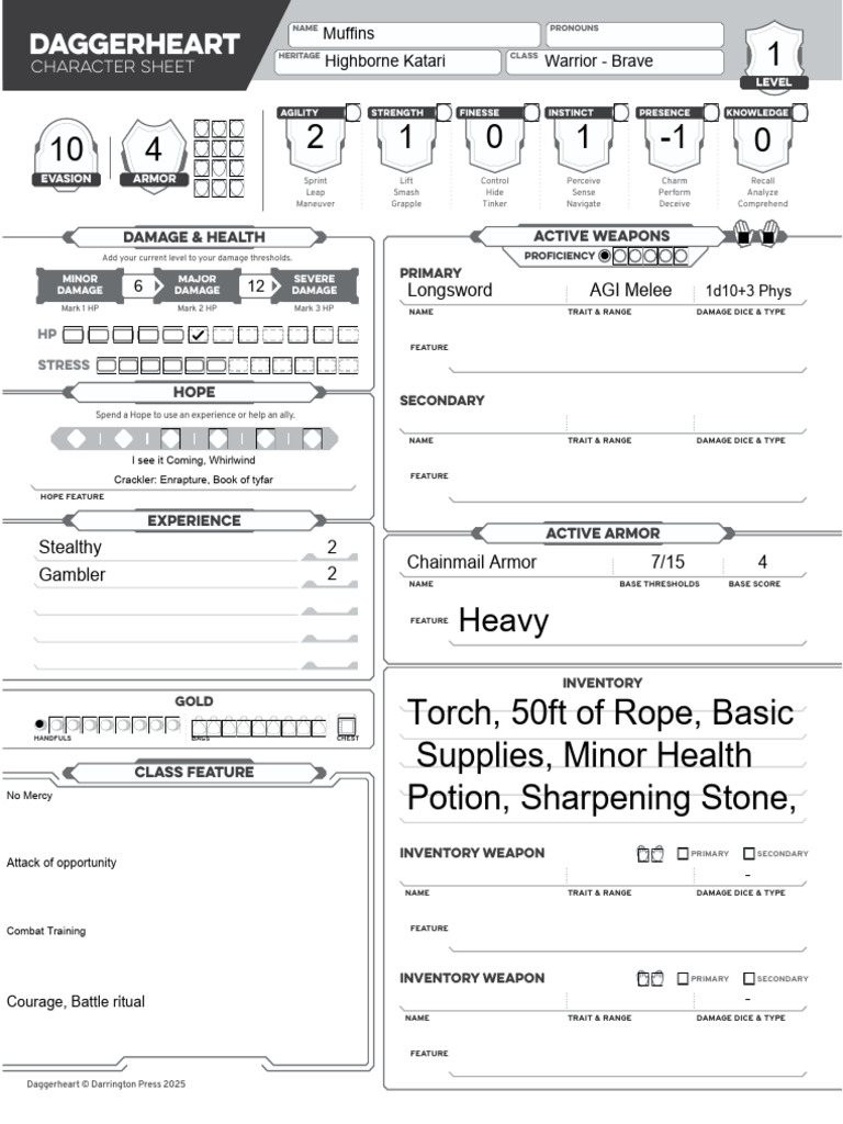 Daggerheart Character Sheet Overview | PDF | Role Playing Games