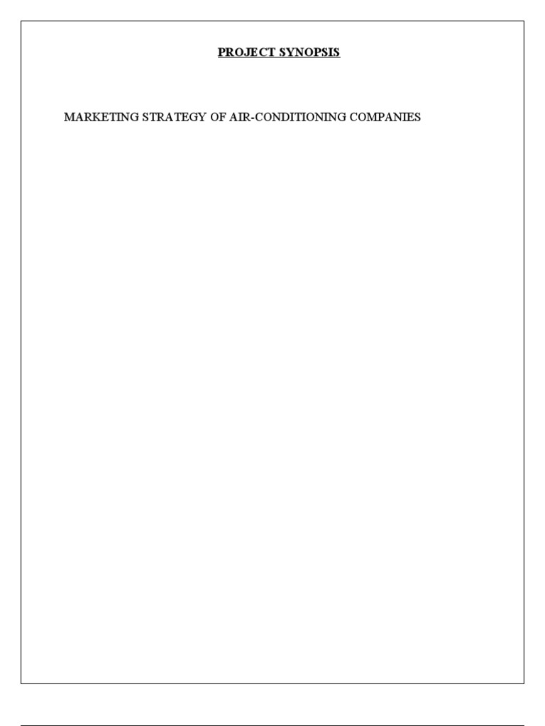 Marketing Strategy of AirConditioning Companies Project Synopsis