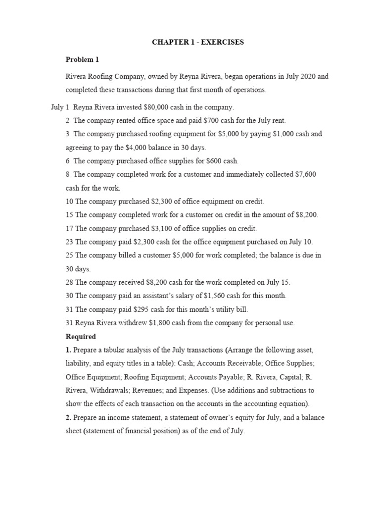 Accounting Exercises and Solutions | PDF | Debits And Credits | Accounting