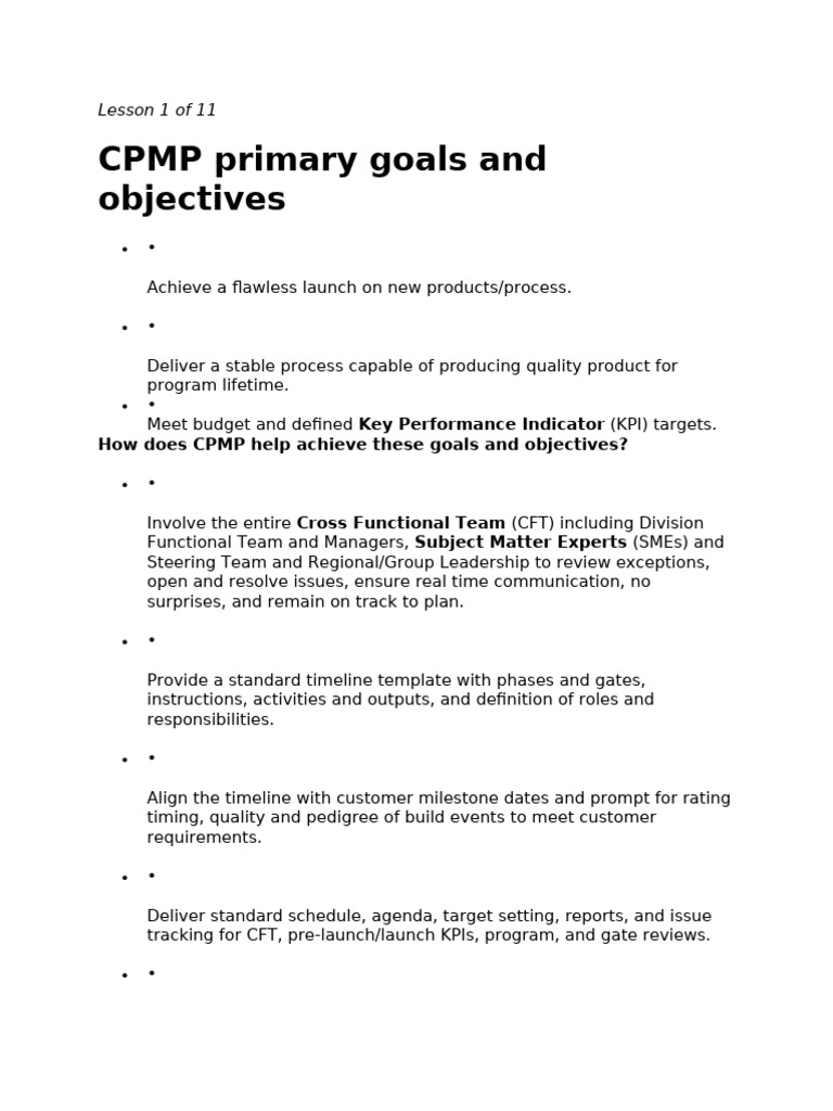 CPMP Training Doc | PDF | Performance Indicator | Business