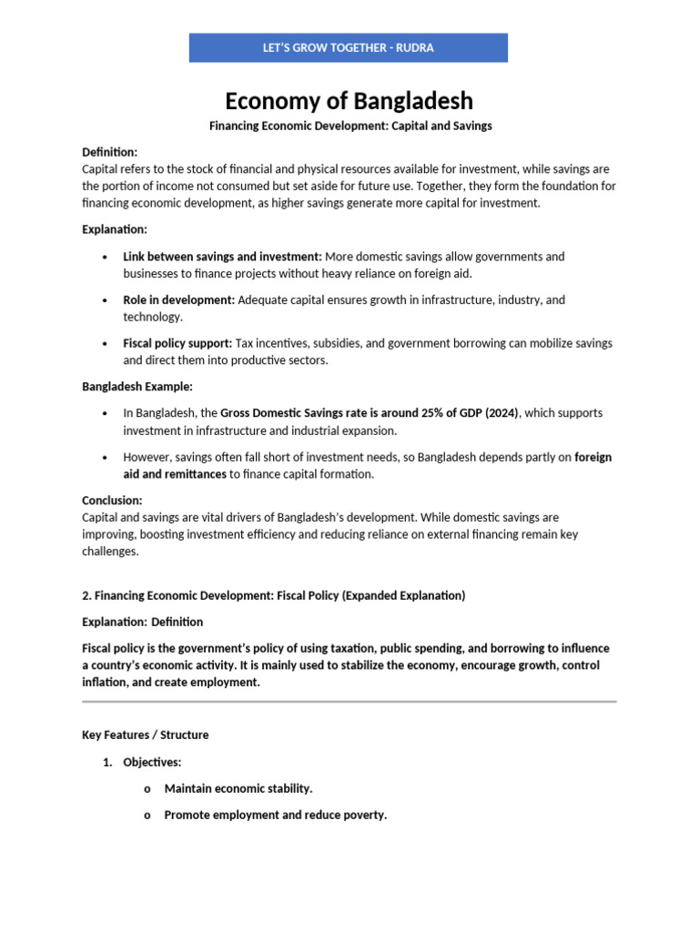 Bangladesh Economic Development Strategies | PDF | Cost Of Living ...