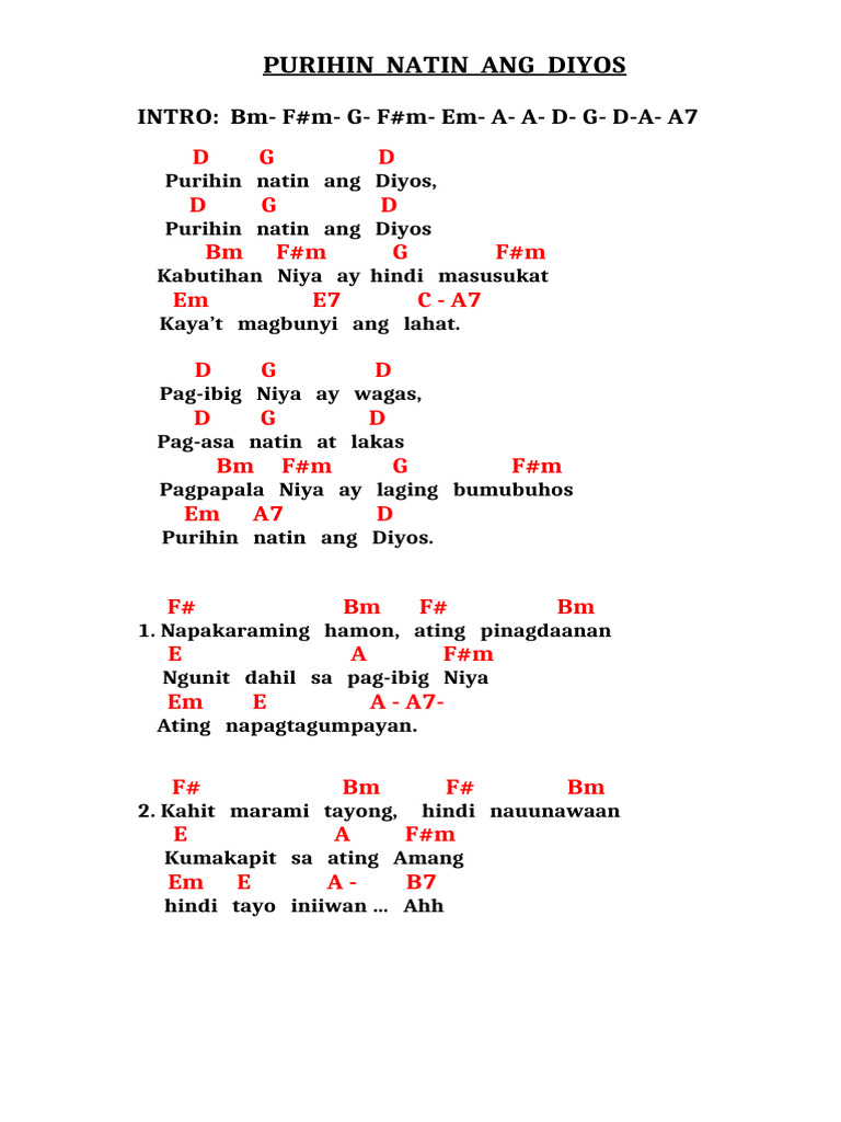 Purihin Natin Ang Diyos Chords | PDF
