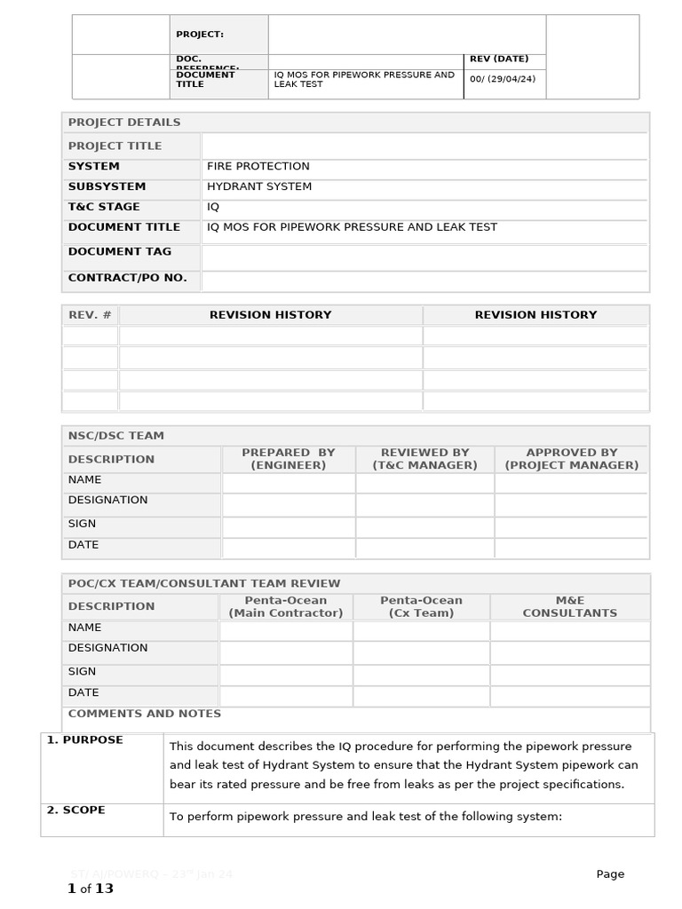 Hydrant System Pressure & Leak Testing | PDF | Valve | Pipe (Fluid ...