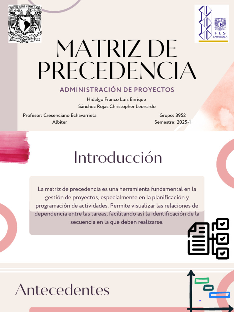 Matriz de Precedencia en Proyectos | PDF | Gestión de proyectos ...