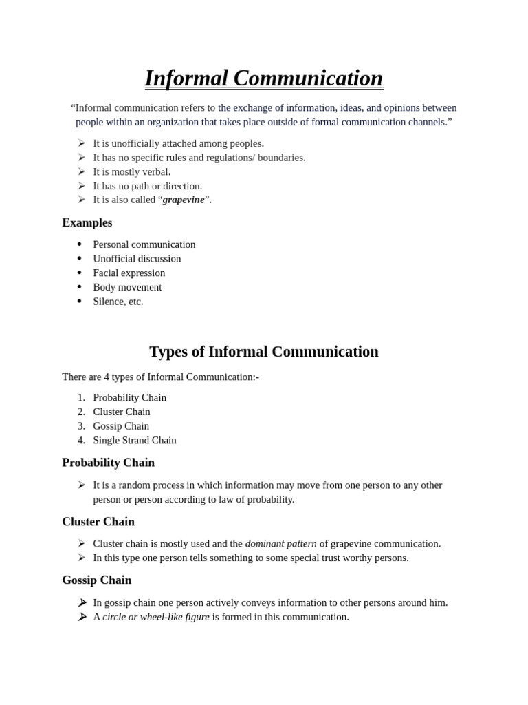 Understanding Informal Communication | PDF | Communication ...