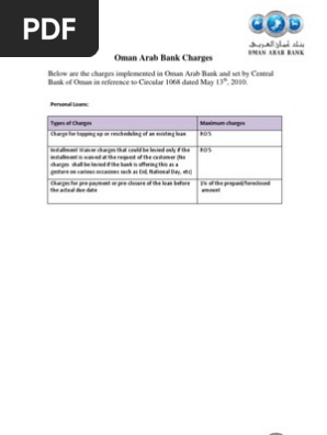 Oman Arab Bank Rates Cheque Banks