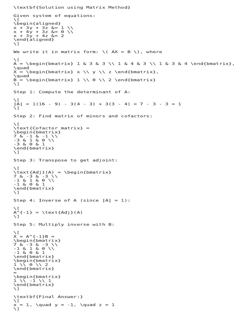 Matrix Solution | PDF