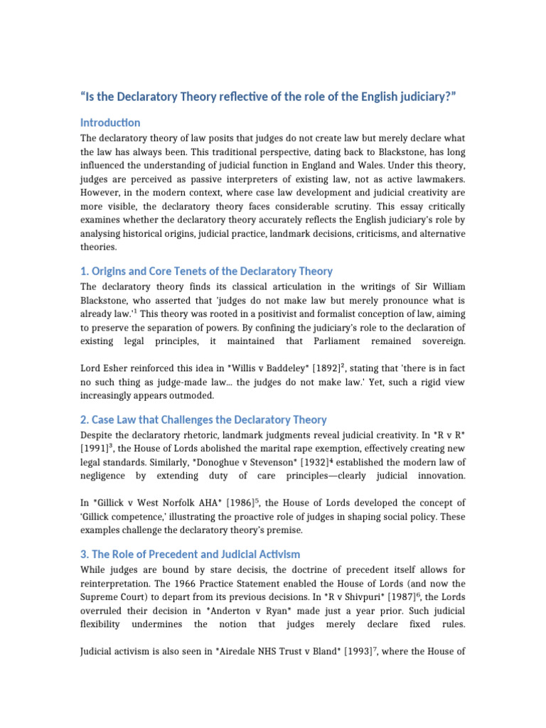 Evaluating the Declaratory Theory of Law | PDF | Precedent | Justice