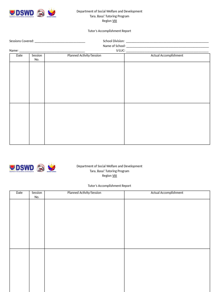 Tutor Accomplishment Report - Tara, Basa! | PDF