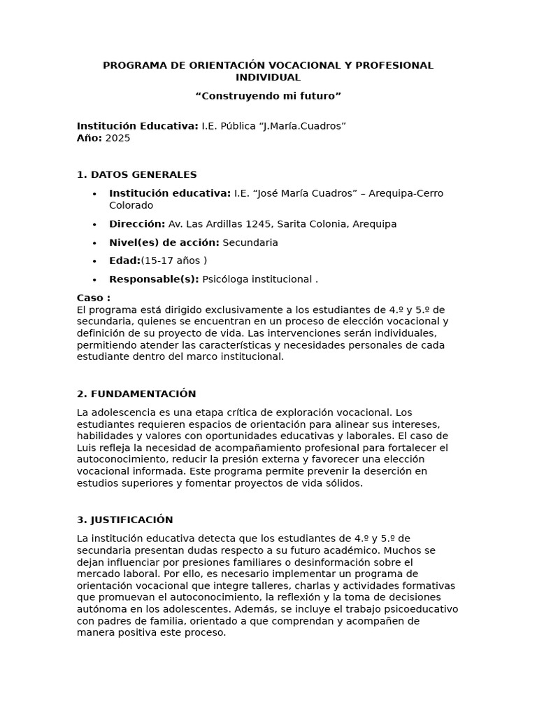Orientación Vocacional para Secundaria | PDF | Toma de decisiones