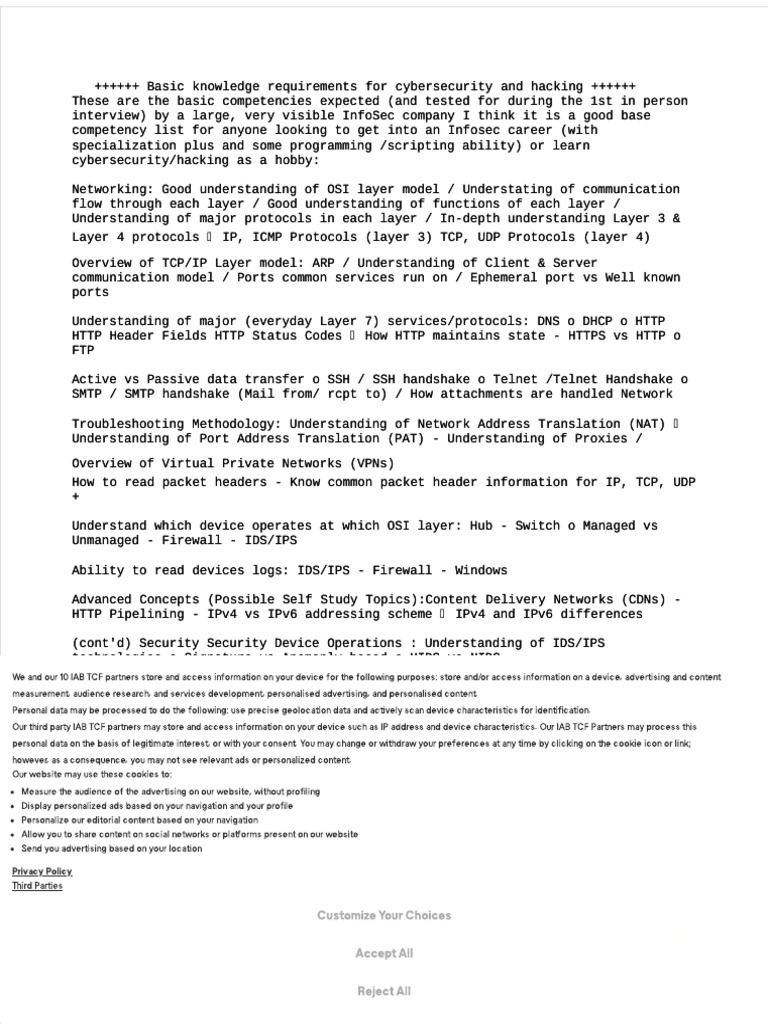Cybersecurity Basics for InfoSec Careers | PDF | Internet Protocol ...
