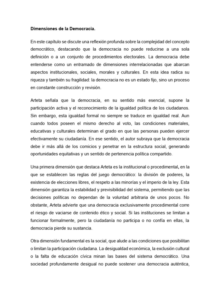 Dimensiones de La Democracia | PDF | Democracia | Ideologías políticas