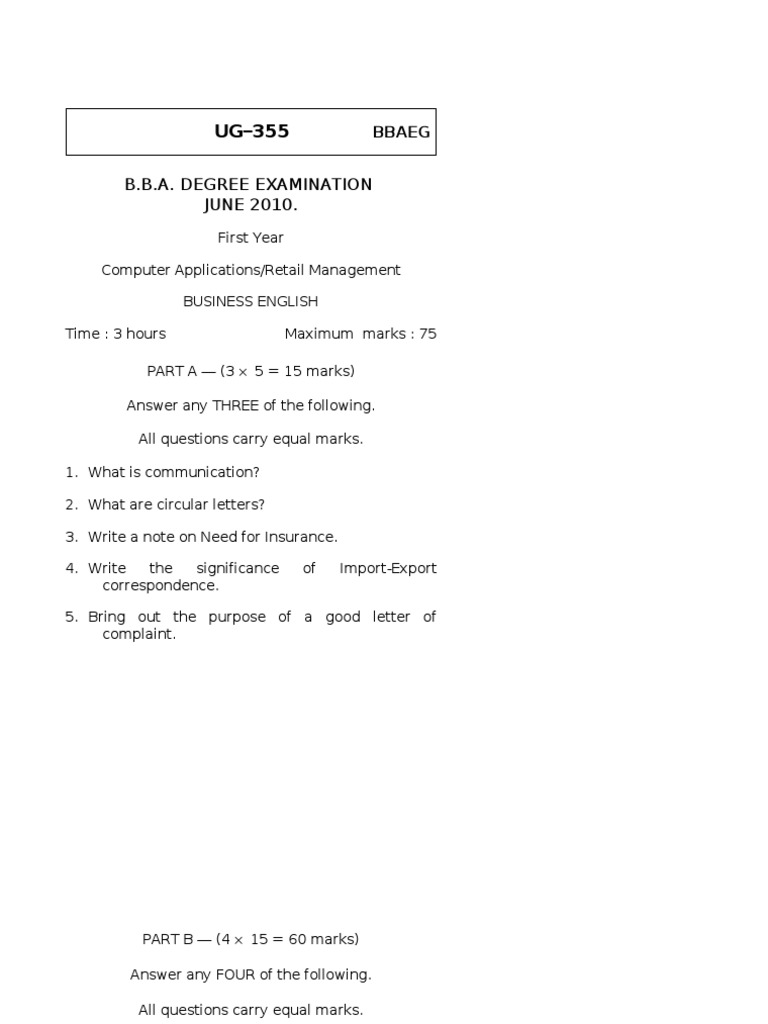 Business English Exam Overview | PDF