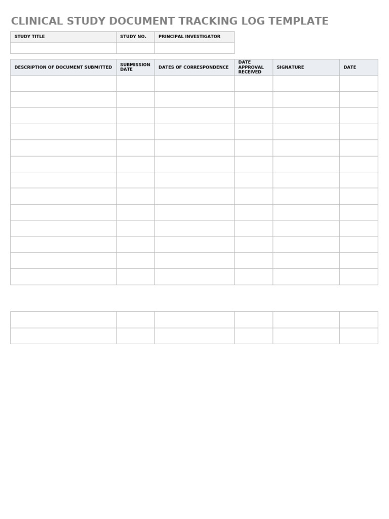 IC Clinical Study Document Tracking Log | PDF