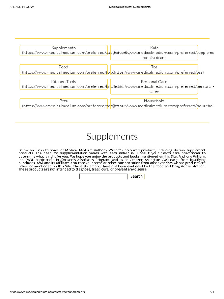 Medical Medium's Preferred Supplements | PDF
