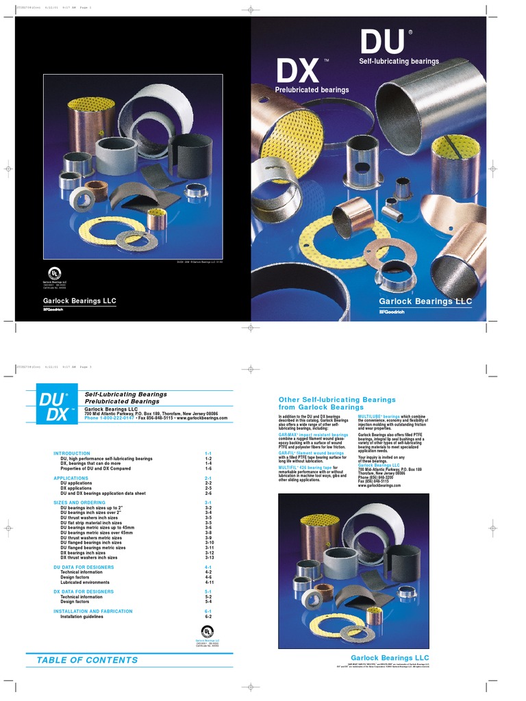 DX DU: Self-Lubricating Bearings | PDF | Bearing (Mechanical) | Steering