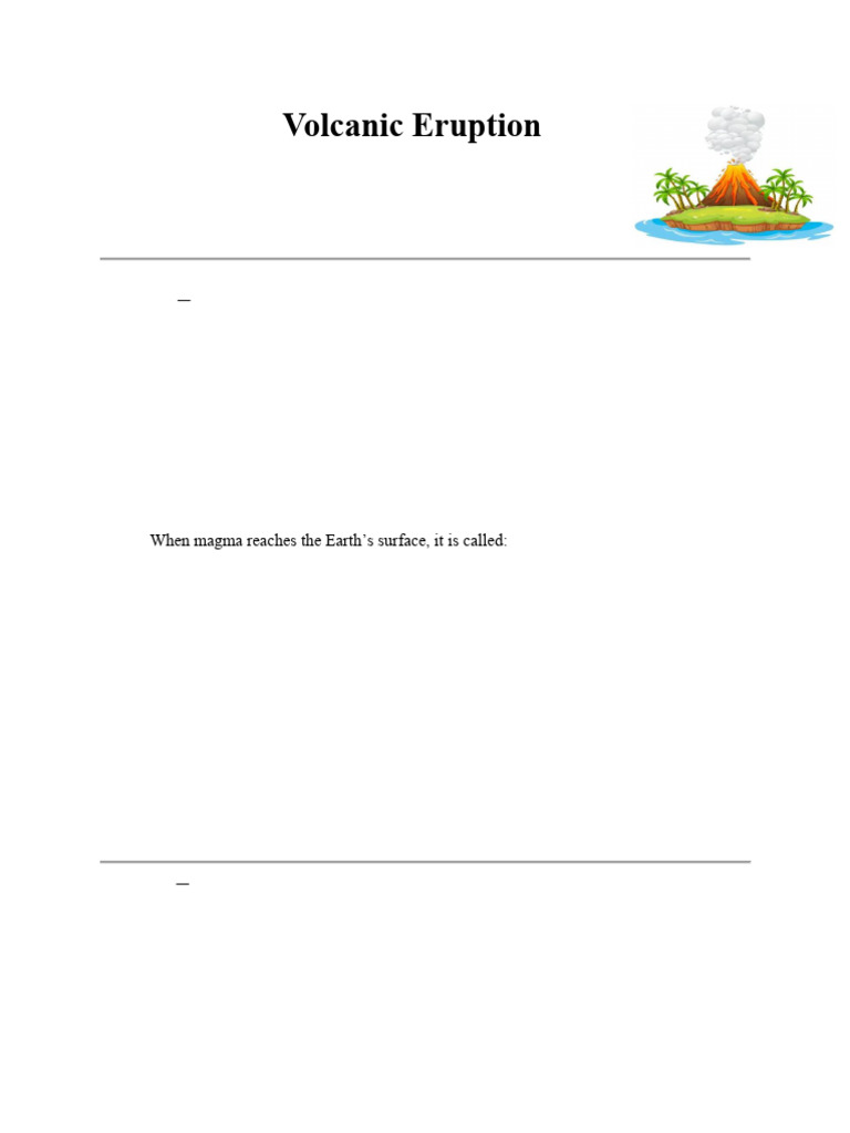 Volcanic Eruption Worksheet for Students | PDF