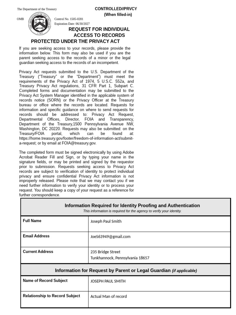 US Treasury FOIA 9:2025 | PDF | Freedom Of Information Act (United ...