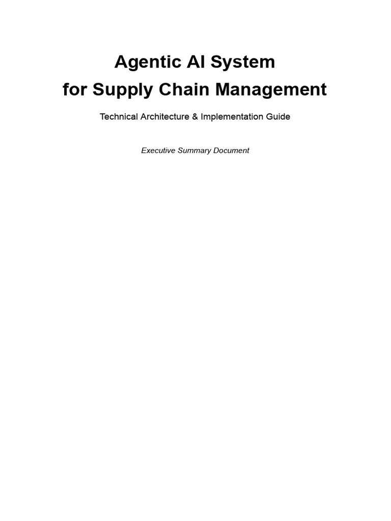 Agentic AI for Supply Chain Optimization | PDF | Databases | Cloud ...