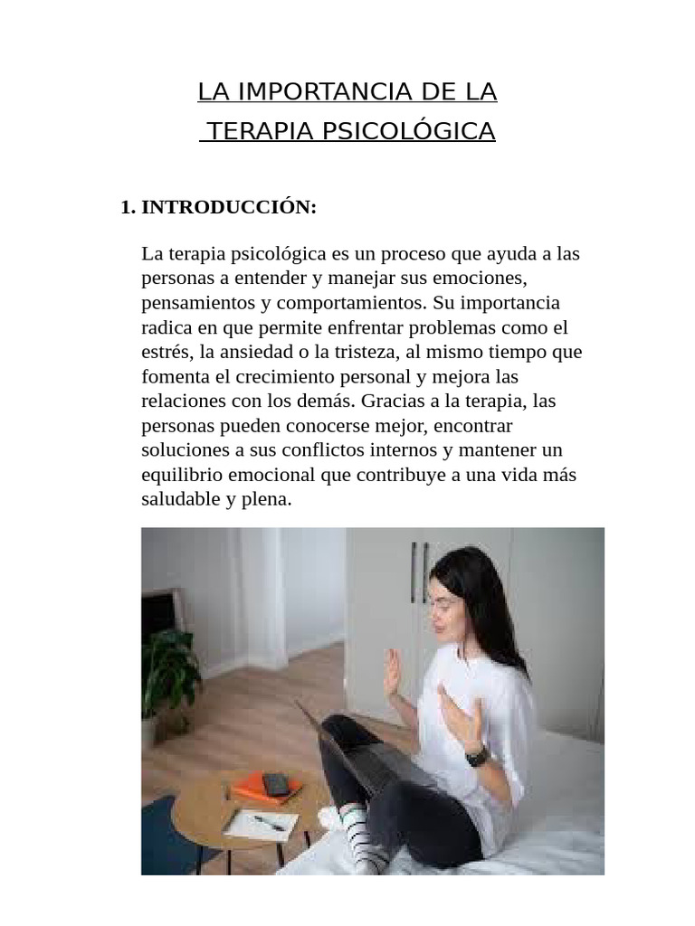 Importancia de la Terapia Psicológica | PDF | Las emociones | Estrés ...