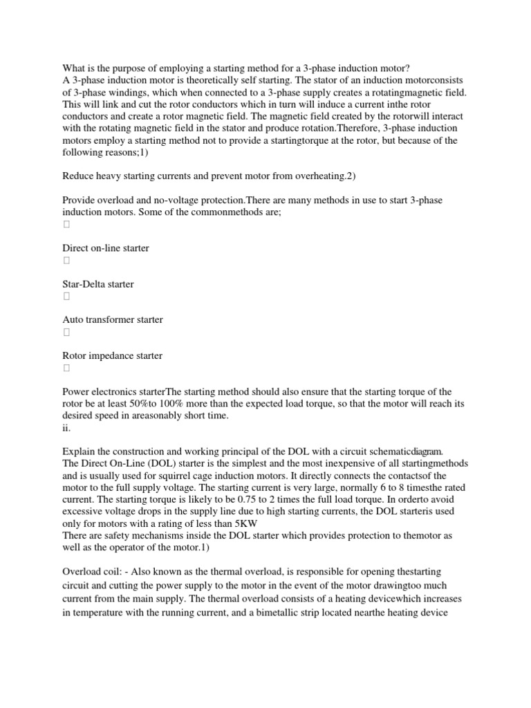 Starting Methods of 3Phase Induction Motors PDF Power (Physics