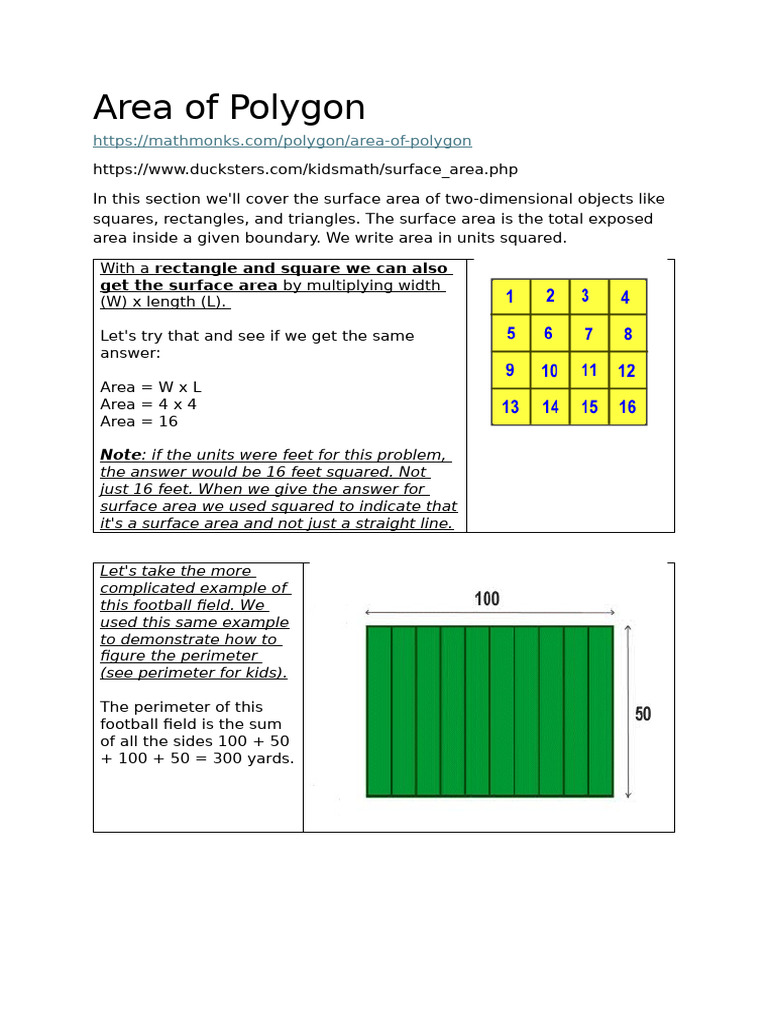 Calculating Polygon Area Basics | PDF